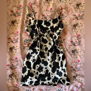 super cute cow print satin dress from wild fable with a small slit detailing !